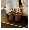 Versión Lana ~ Zapatos Cálidos y Peludos, Botas de Nieve Birkenstock con Hebilla Perezosa Slip-On para Mujer, Zapatos de Algodón de Cuero Genuino Espesados y Aterciopelados