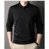 Camiseta Masculina Casual Business de Manga Longa Cor Sólida Nova Estilo Primavera 2024 Em Estoque Gola Lapela Masculina