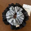 Elástico de Cabelo Elegante com Renda Plissada e Malha Listrada, Mesmo Estilo de Blogueira para Mulheres