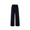 Pantalones casuales holgados de cuadros azules de cintura baja estilo retro americano para hombres y mujeres, estilo casual, pantalones de pierna ancha rectos adelgazantes de longitud de piso, modernos
