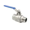 Válvula de Esfera Rosqueada Interna e Externa de Aço Inoxidável 304 Duas Peças Rosca Interna e Externa Manual Interruptor de Válvula de Tubo de Água 4 Pontos 6 Pontos Dn15