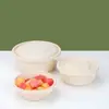 Caja de almuerzo biodegradable de almidón de maíz rectangular desechable caja de embalaje para llevar caja de almuerzo de doble compartimento tazón redondo grado alimenticio