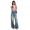Colección nueva 2026: Jeans de pierna ancha, estilo americano, modernos y visualmente atractivos con diseño de pliegues, perfectos para el uso diario, que ofrecen un efecto adelgazante y disponibles para dropshipping.