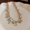 ¡Conoce el Mar! Collar de Concha de Doble Capa Estilo Vacaciones, Accesorio de Verano de Lujo Ligero Nicho, Cadena para Clavícula, Pulsera para Mujer