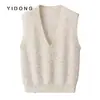 Suéter de punto con trenza de 12 puntos, hilo de cachemira pura jaspeado, cuello en V, engrosado, suéter de punto para llevar en capas, moderno, para mujer