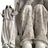 Calça Casual de Pierna Larga com Estampa de Cachorro Plus Size 150kg para Mulheres, Primavera e Verão Fina de Cintura Alta Solta Preguiçosa Versátil Reta