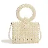 Bolsa de Mão Elegante Estilo Francês com Pérolas para Senhoras Feminina 2024 Novo Design de Nicho Exquisite Pequena Bolsa de Ombro Transversal Tendência