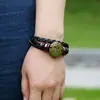 Pulsera Punk de aleación de bronce transfronteriza con cuentas de cuero, 12 constelaciones tejidas, pulsera de cuero de vaca de la constelación de Sagitario