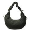 Bolsa Feminina Casual Literária Estilo Coreano de Ombro Único, Bolsa de Nylon Plissada Estilo Ins, Bolsa Transversal de Lona com Cordão da Moda