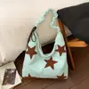 Bolso Cruzado Bordado de Estrella de Nicho Estilo Coreano, Bolso de Hombro de Gamuza de Gran Capacidad, Bolso de Axila Fresco y Versátil para Otoño e Invierno