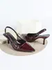 Sapatos de Salto Alto Grandes Tamanhos Europeus e Americanos para Comércio Exterior Transfronteiriço com Bico Fino, Padrão de Pedra, Saltos Finos, Bico Fechado, Boca Rasa, Sandálias Modernas Estilo Francês