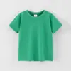 Camiseta de Manga Corta para Niños Ropa de Verano Color Sólido Patrón Personalizado Top Ropa de Algodón Puro Niños Camisa Lisa de Verano Suministro Transfronterizo