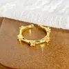Anel Aberto de Esmalte Estilo Vintage Luxo Leve Totalmente Cravejado com Zircônia Diamantada Anel de Nicho Estilo Chinês Novo para Mulheres