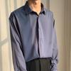Camisa de Seda de Gelo Masculina 2022 Verão Nova Estilo Leve Maduro Masculina Solta Camisa Sem Passar Top Mergulhado Masculino