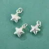 Plata de Ley S925 Plata Lisa Estrella de Cinco Puntas Tridimensional Colgante Pulsera de Cuerda Trenzada con Cuentas Hecha a Mano Pulsera Accesorios de Plata