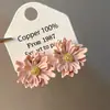 Pendientes de Borla de Flor de Perla Rosa Plateada Clavos de Oreja Pequeños Frescos Estilo Mori Accesorios de Oreja de Alta Gama Moda Venta al por Mayor