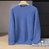 Suéter de cachemira para hombre estilo bebé, cuello redondo, color liso, tejido grueso, casual y apto para negocios, suave y cómodo, perfecto como capa base