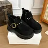 Hebilla de Cinturón Nueva Tamaño Pequeño Diseño 2026 Botines de Caña Baja Botas para Mujer Remaches Suela Gruesa que Aumenta la Altura Moda Slip-Ons