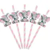 Amazon transfronterizo nuevo elefante bebé tarjeta de pastel de paja enchufe animal tema animal fiesta de carnaval postre señal de elefante