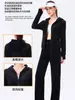 Traje deportivo de otoño e invierno cálido y a prueba de viento chaqueta para mujer con felpa extra gruesa, corte ajustado, adelgazante, cremallera, cárdigan, sudadera con capucha