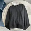Sudadera de Estilo Perezoso, Suave y Ceroso, Falsa de Dos Piezas, Cuello Redondo, Manga Larga, Primavera y Otoño, Forro Polar Delgado, Holgada, Aspecto Adelgazante, Abrigo Base para Personas Bajas