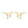 Pendientes Mini Clásicos Simples y Elegantes Acero Inoxidable Electrochapado en Oro de 18K Pendientes de Gato Rompecabezas Dinosaurio Copo de Nieve