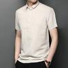 Camiseta de Lino 2026 Moda de Verano Estilo Coreano Sudadera de Manga Corta para Hombres Jóvenes y de Mediana Edad, Color Sólido Delgada de Algodón y Lino Camisa Polo