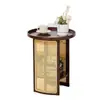 Mesa de Centro de Ratán, Mesa Lateral para Sofá de Sala de Estar, Mesa de Esquina, Mesita de Noche, Mesa Pequeña Creativa para Balcón, Gabinete Lateral, Mesa Pequeña de Estilo Japonés