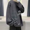 Camiseta de Manga Larga para Hombre Estilo Chino Holgada Moderna Marca Top de Primavera y Otoño Retro Trendy Juvenil Camiseta Básica