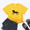 2023 comércio exterior tamanho europeu e americano cavalo casual estampa de grama gola redonda camiseta feminina manga curta