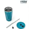 Tyeso Nueva Taza Termo de Acero Inoxidable 304 para Café Taza para Bebidas Frías con Popote Taza para Auto con Hielo Portátil