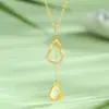 Colar Dupla Abóbora da Sorte em Calcedônia Roda Gigante para Mulheres Prata Esterlina S925 Design de Luxo Acessível de Nicho Corrente de Clavícula de Alta Qualidade
