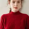 2026 Nuevo Modelo Suéter de Cachemira Grueso de Doble Capa con Patrón de Mariposa para Mujer de Cuello Alto Medio Camisa Base de Punto de Lana