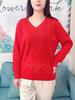 Plus size decote em v strass manga longa suéter suéter 2024 outono e inverno nova moda idade-redução emagrecimento top roupas femininas