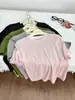 Camiseta Suave Fina de Manga Corta para Mujer, Empalmada de Lana Tencel, Estilo Falso de Dos Piezas, Nuevo Estilo de Verano, Top Holgado con Bloques de Color, Estilo Coreano Ins