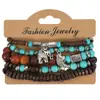 Pulsera de Cowboy del Oeste Nuevo Transfronteriza Personalizada en Forma de U Cactus Sombrero de Vaquero Pulsera Elástica con Perlas Turquesas