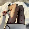 Meias de Bolinhas Anti-Puxões Japonesas Lolita Jacquard Laço Coração Meia-Calça Emagrecedora Fina Sexy Pretas Jk