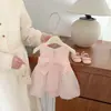Vestido de Princesa Rosa Suave Estilo Coreano para Niñas, Conjunto de Verano para Bebés con Diseño de Lazo Grande, Vestido de Malla Abullonado