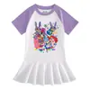 2026 Nuevo Estilo de Verano Estilo Coreano Ropa Infantil Vestido de Niña de Dibujos Animados de Manga Corta con Colores Contrastantes para Bebés y Elegantes Faldas Plisadas