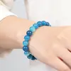 Pulseira Popular Temu Shein Tk Transfronteiriça Ágata Listrada Azul Profundo Pulseira com Cordão Elástico 8mm Fabricante Atacado