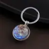 Llavero Delicado Luminoso Sol Nueve Planetas Luna Galaxia Redondo Doble Cara Cristal Tierra