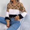 Liquidación Otoño e Invierno Casual Bloques de Color Estrella Hueco Manga de Linterna Suéter Jersey Amazon Transfronterizo Mujer