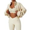 Chaqueta deportiva de lana olímpica de otoño e invierno, cuello alto, suéter holgado con cremallera y cordón, moda para chicas calientes Jian, ropa de mujer europea y americana engrosada