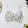 Ropa interior estilo francés Corsé con varillas de pescado para mujer Pecho pequeño push up Soporte superior Anticaída Pecho grande Sujetador pequeño con cuentas Tirantes exteriores