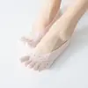 Calcetines finos transpirables de color liso de seda helada de corte bajo para mujer con cinco dedos para primavera y verano, calcetines de malla de terciopelo con dedos divididos
