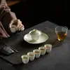 Ceniza de madera cerámica gaiwan taza para preparar té de roca esmalte gris juego de té Kung Fu tetera taza de té taza del anfitrión taza de la justicia