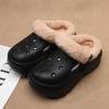 Zuecos de Otoño e Invierno para Mujer con Forro de Felpa, Pantuflas de Algodón Gruesas y Cálidas, Zapatos de Algodón de Punta Cerrada para Exterior con Suela Gruesa Antideslizante de Eva que Aumentan la Altura al por Mayor