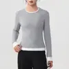 2025 Novo Roupa de Yoga Feminina Falsa Duas Peças Cor Contrastante Manga Longa Camiseta Esportiva Solta Camisa Base Top