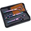 Fornecedor Fabricante Tesouras para Banho e Tosquia de Animais de Estimação 6 polegadas 7 polegadas Conjunto Colorido de Ferramentas para Cabeleireiro Tesouras Curvas para Cães de Estimação