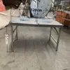 Mesa de Comedor Plegable Extra Gruesa de Acero Inoxidable, Ligera y Portátil para Dormitorios, Casas de Alquiler, Barbacoas, Mercados Nocturnos, Acampada al Aire Libre, Pesca y Puestos de Vendedores